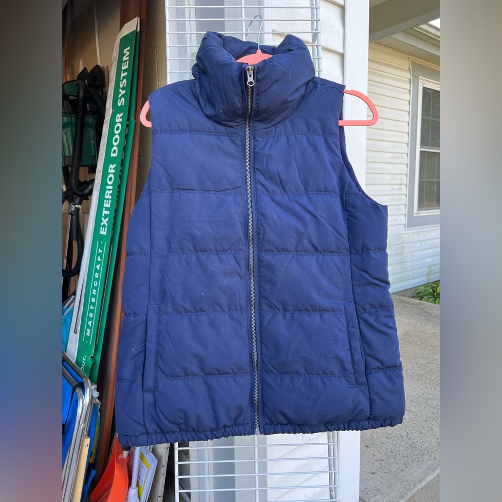 🎁 Navy Fleece Lined Down Puffer Vest  Zip Front